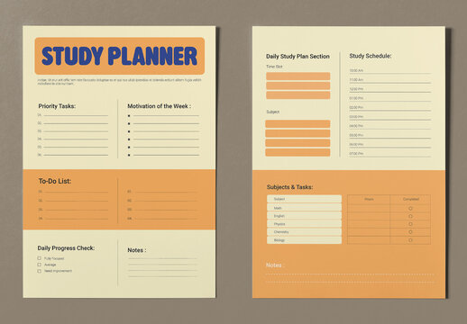 Study Planner Design Layout