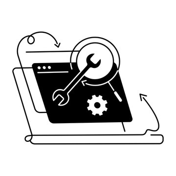 Drawing style icon of technical seo concept
