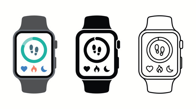 Fitness tracker smartwatch showing steps burned calories heart rate and sleep data.