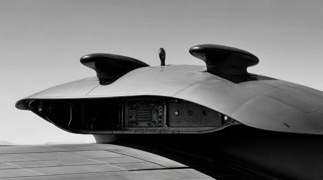 Detailed view of an aircraft wing's control surfaces and internal mechanisms