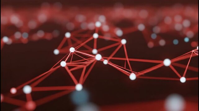 Abstract image showcasing a complex network of interconnected nodes and lines, suggesting data flow and technological connections.