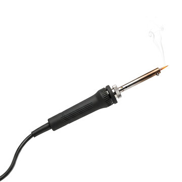 Electric soldering iron with smoke isolated on transparent background