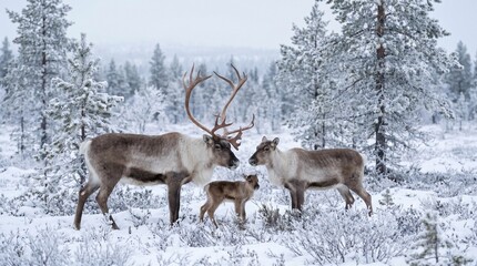 Obraz premium Reindeer family
