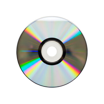 blank cd disc with rainbow light reflection isolated on transparent background