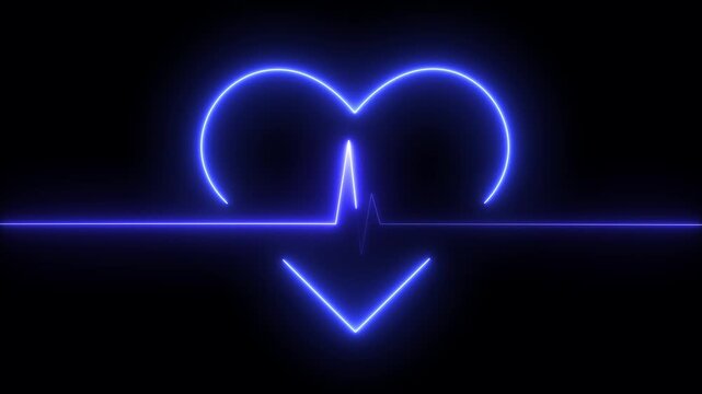 Cardiogram heartbeat pulse rate neon glowing video animation. Emergency ekg monitoring. loop motion animate 4k video footage. Abstract heartbeat.Motion graphic 4k animation video.
