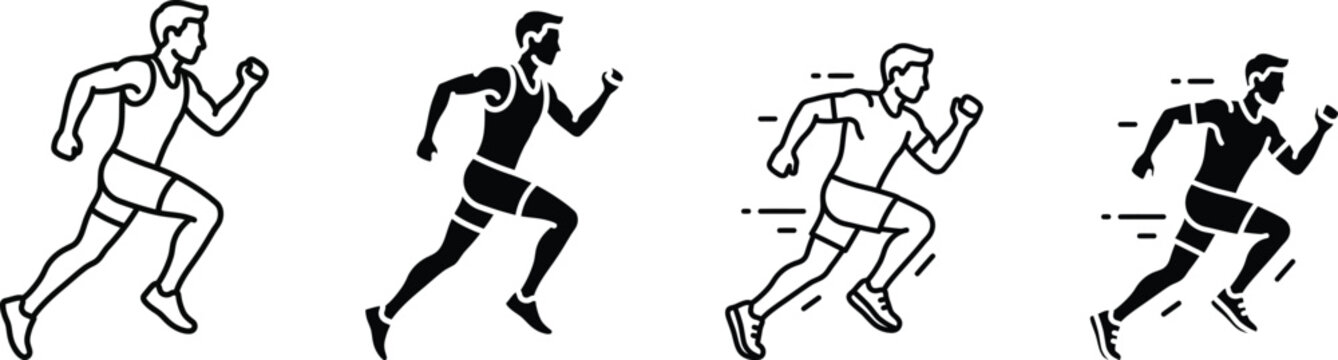 Four stages of a runner a dynamic illustration of human locomotion and athletic movement