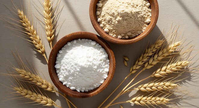Wheat varieties and flour a display of raw ingredients for baking