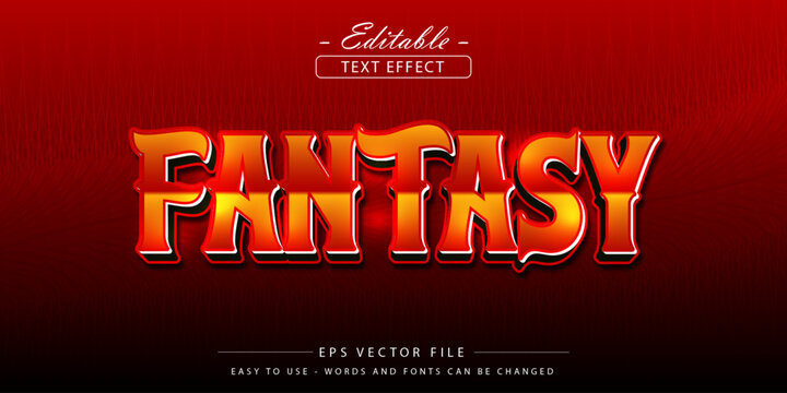 Fantasy Editable Text Effect in Red and Gold Typography.