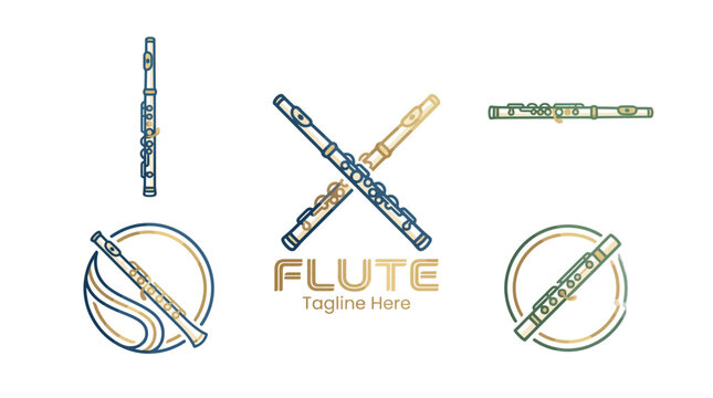 This image features a creative flute logo design with striking crossed flutes, perfect for music-related branding, events, and artistic endeavors showing musical passion.