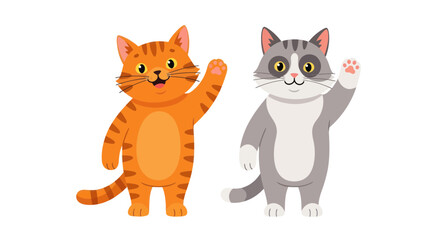 Fototapeta premium Two Cute Cartoon Cats Playing.