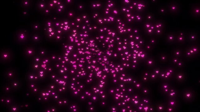 Sparkling pink heart with glitter effect,  Ideal for romantic video themes,  shimmering glow shine light particles transition ,  magic fairy shine trail effect, seamless loop 4k.