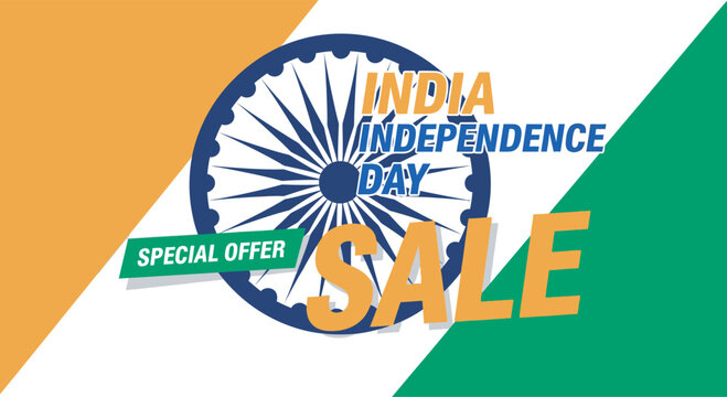 Independence Day Ashoka Chakra circle design with special offer text for India Independence Day sale promotion vector graphic art India