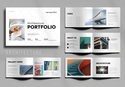 Architecture Portfolio Template with Minimal Interior Layout