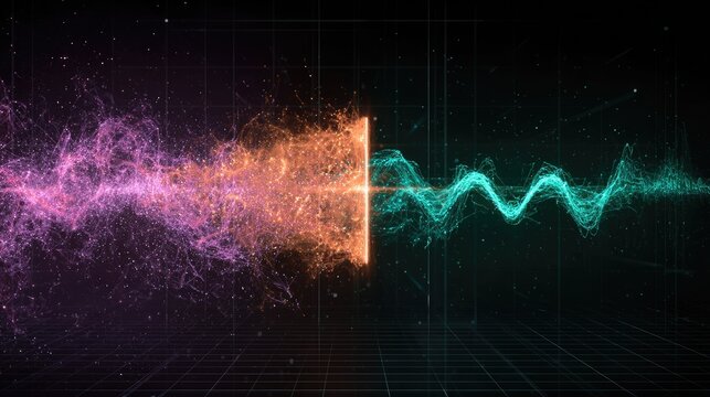 Energetic particles colliding and transforming into a wave