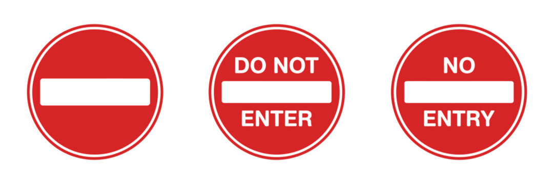 No entry icon, prohibition warning graphics, restricted access symbols, forbidden sign concept, vector illustration