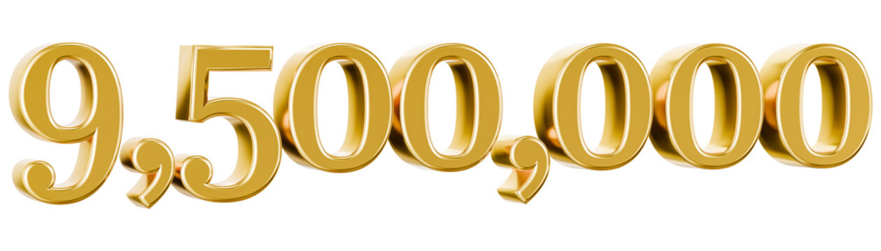 Golden 9,500,000 digits in a 3D render