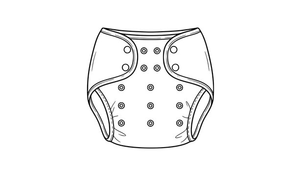 Cloth diaper line art vector icon minimalist baby care outline illustration for parenting and newborn product design