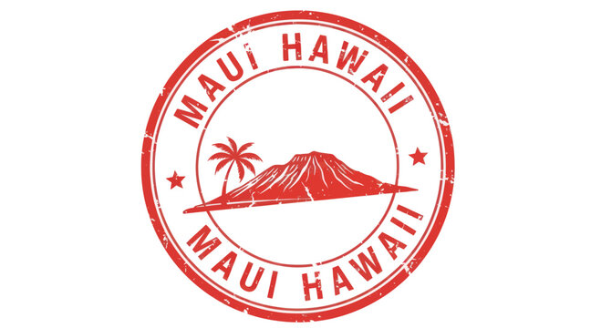 Maui Hawaii Travel Tourism Logo Stamp.