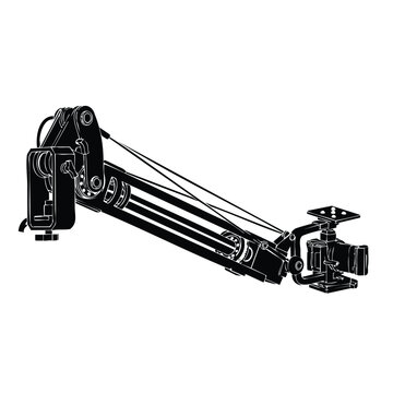 Camera crane jib silhouette set bundle collection isolated on white.