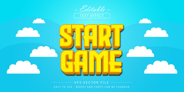 Start Game Editable Text Effect On Blue Sky With Clouds.