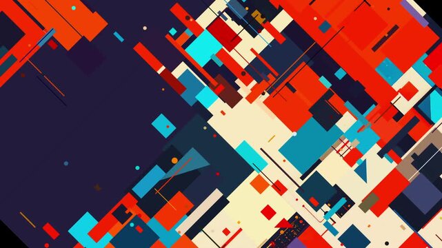オレンジとネイビーの幾何学的形状が対角線上に流れるダイナミックな抽象背景。テクノロジーの加速とデータの奔流を象徴するモダンなグラフィック。