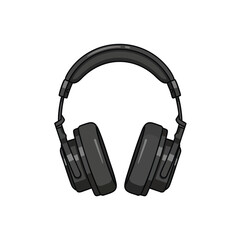 Fototapeta premium Black Modern Stereo Headphones Vector Illustration.