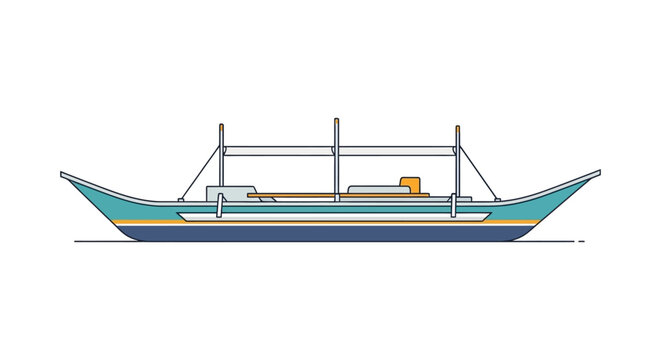 Traditional Asian Fishing Boat Illustration