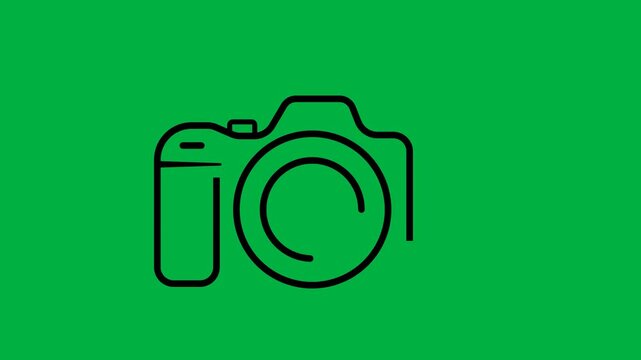 An illustration of a camera on a green background