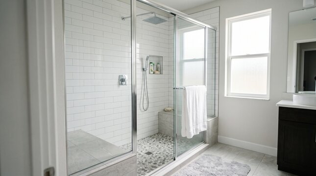 Modern bathroom with shower and glass door