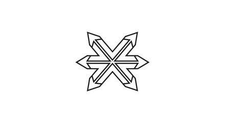 Fototapeta premium Six arrows pointing outwards from a central point.