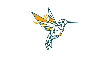 Geometric Hummingbird Logo Design with Abstract Wings. © Nabila