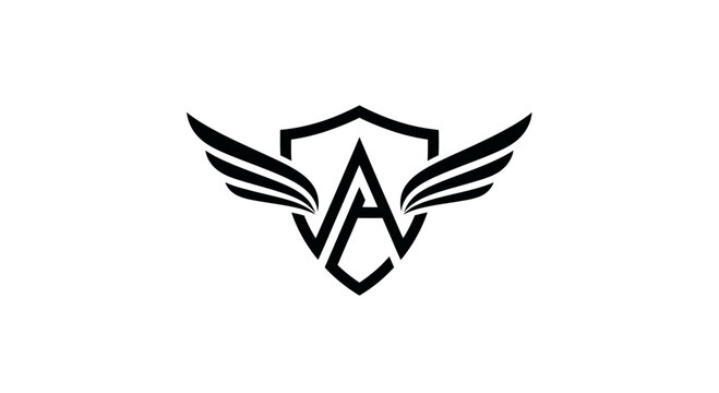 Monogram A with Wings and Shield Logo Design.