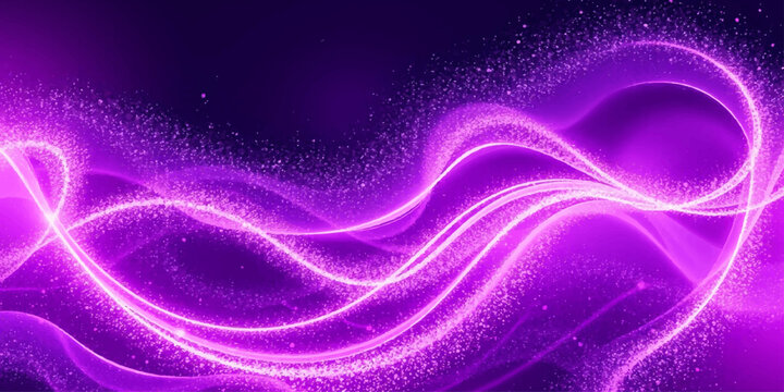 Smooth abstract purple background featuring flowing pink waves and blue light curves in a fractal motion design with energy lines for a creative wallpaper backdrop