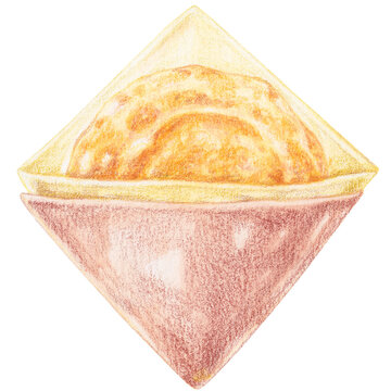 Korean Sweet Pancake Hotteok, Korean Dessert Watercolor Painting
