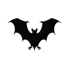 Fototapeta premium Spooky Halloween bat silhouette isolated on white background vector illustration. 