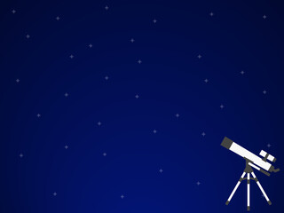 Naklejka premium 星空と天体望遠鏡背景