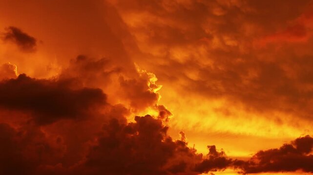 Beautiful Sky with Golden Clouds Sunset Timelapse in 4K