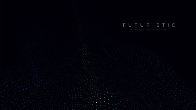 Dark canvas sparkles with pixelated light trails. Futuristic above a glowing particle field