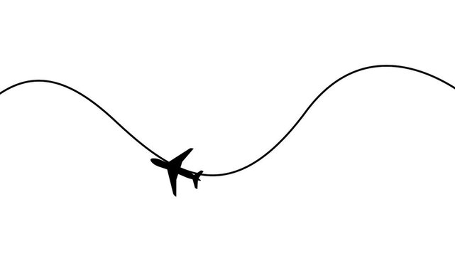 Minimalist airplane flight path animation travel journey concept