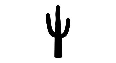 Fototapeta premium Black silhouette of a saguaro cactus isolated on a white background.