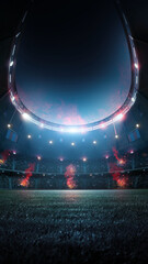 Obraz premium Football stadium at night. An imaginary soccer stadium is modelled and rendered.