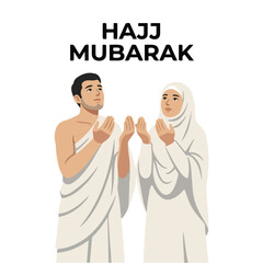 Fototapeta premium vector Muslim couple performing the Hajj pilgrimage 14