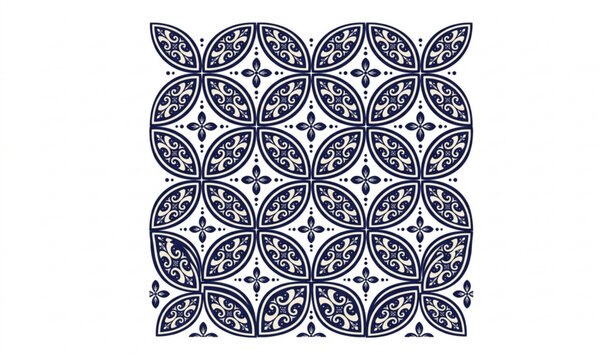 Kawung batik pattern Indonesian traditional geometric motif vector illustration