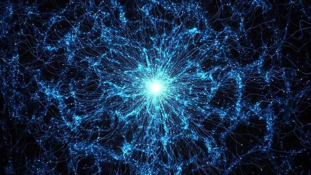 swirling vortex of vibrant light trails bright, glowing circle of light particles a dark background. light scattered twinkling, sense of movement and energy. Glittering particles stars. Loop 4K