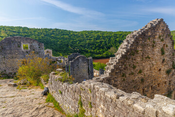 Fototapeta premium Dvigrad medieval castle ruins in Istria, Croatia