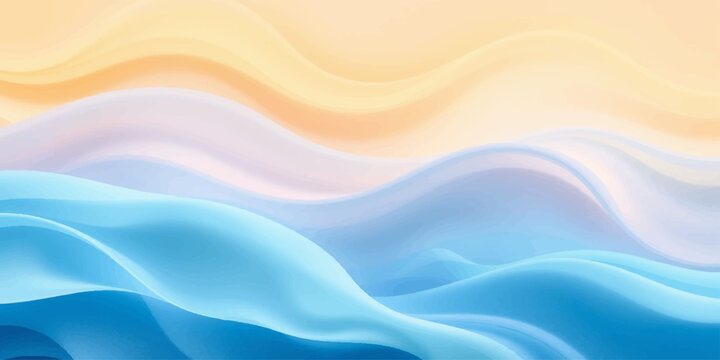 An abstract blue wave background featuring a smooth silk texture and flowing liquid motion creates a soft satin pattern for a modern wallpaper design