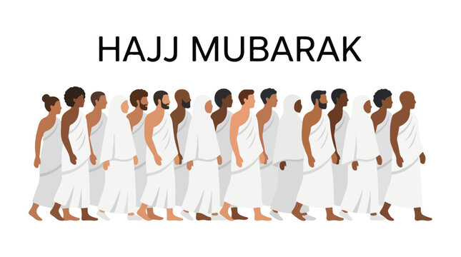 vector Muslim people performing the Hajj pilgrimage 6