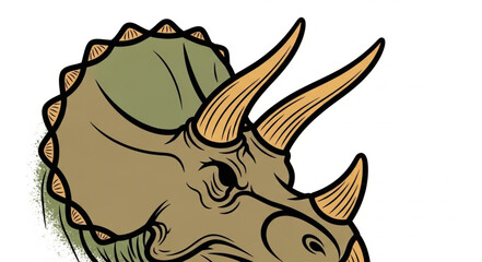 Triceratops dinosaur head with three horns and frill. © arjuna davin