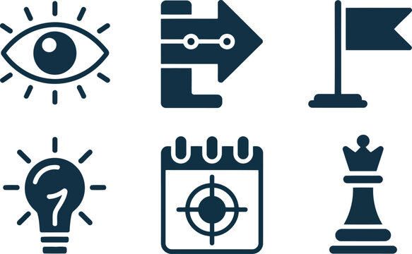 Data analysis icons visualizing information and trends in business