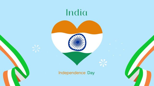 Creative tricolor wave modern patriotic design. India Independence day concept. Full length Icon animation illustration. High quality&nbsp;4k&nbsp;footage
